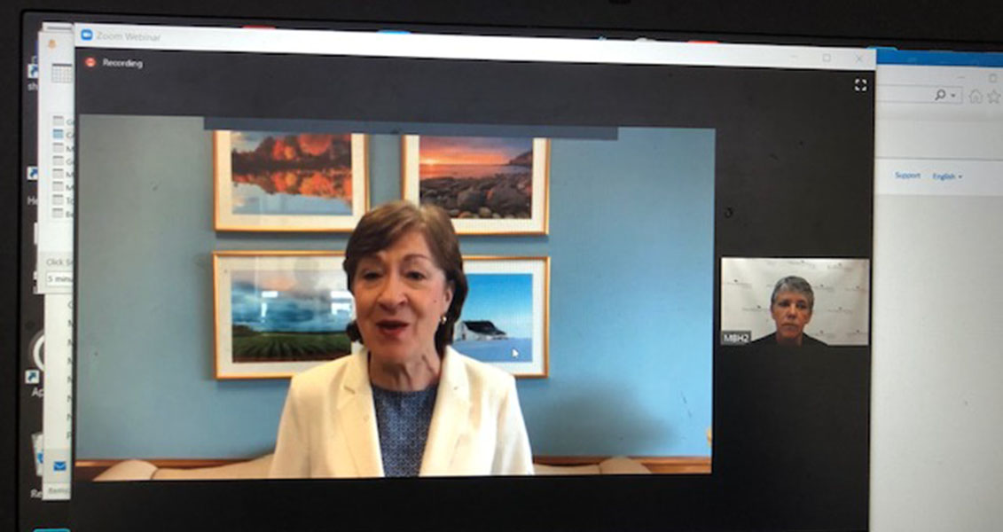 US Senator Susan Collins attending a virtual event